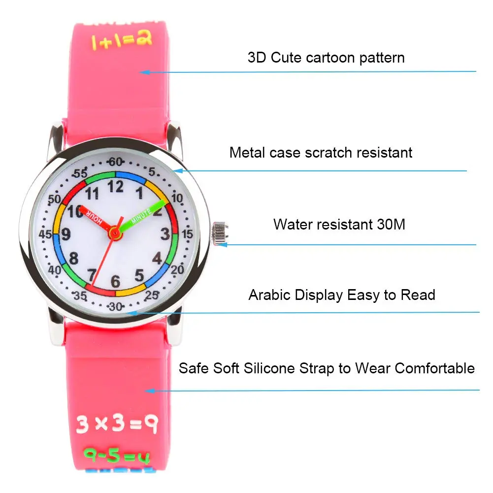 Venhoo Kids Watch for Girls, 3D Cartoon Analog Wrist Watch, Silicone Strap, Waterproof, Ages 3-8 | Educational & Durable - view 2