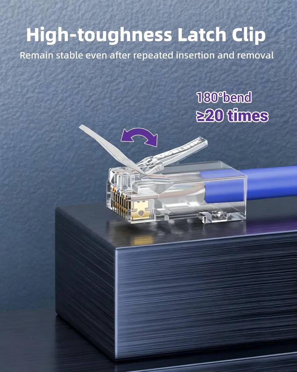 VCE Cat6 RJ45 Pass Through Connectors Gold Plated 8P8C 10 Gbps 50-Pack | UL Listed 250V AC Max - view 5