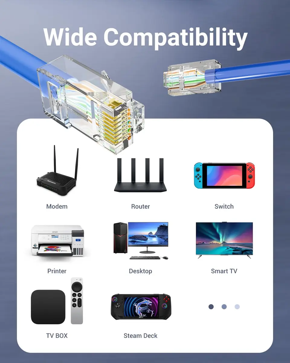 VCE Cat6 RJ45 Pass Through Connectors Gold Plated 8P8C 10 Gbps 50-Pack | UL Listed 250V AC Max - view 8