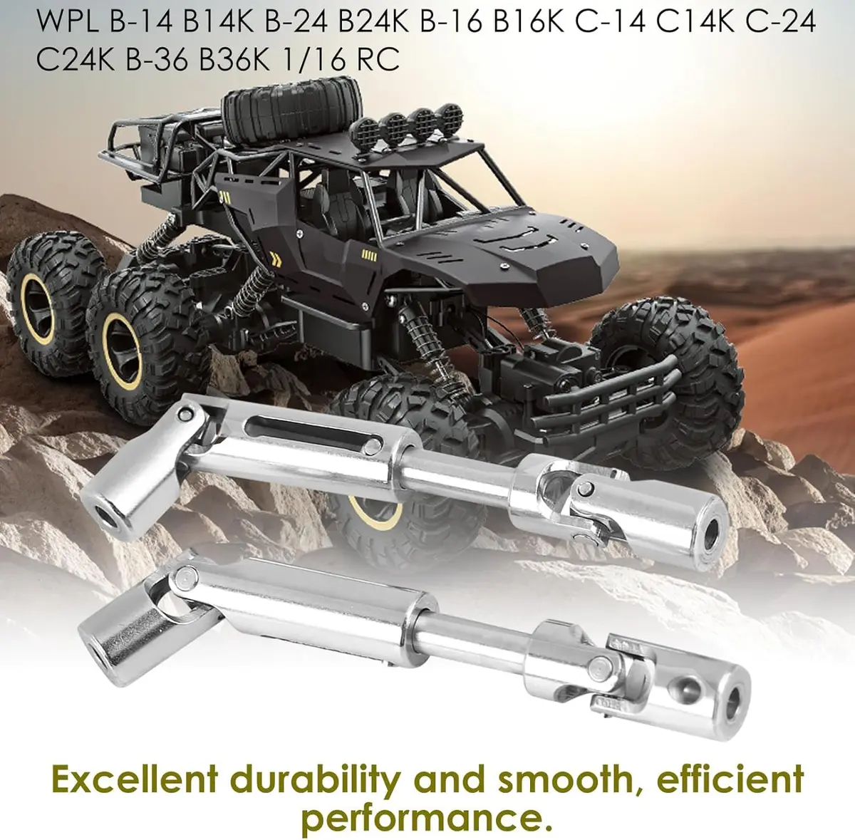 Dilwe RC Car Drive Shaft 2 Pcs Metal Universal for WPL 1/16 Scale RC Military Truck | Durable Upgrade Part - view 2