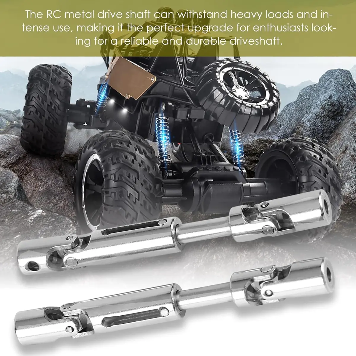 Dilwe RC Car Drive Shaft 2 Pcs Metal Universal for WPL 1/16 Scale RC Military Truck | Durable Upgrade Part - view 4