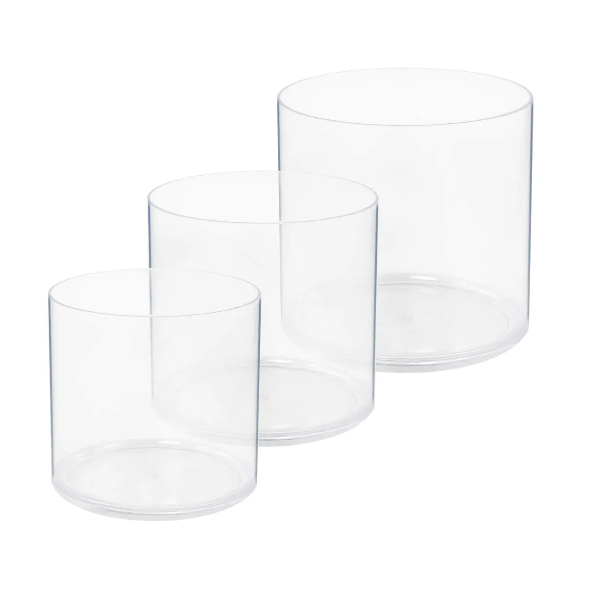 Royal Imports Plastic Cylinder Flower Vase Set of 3 | Non-Breakable Acrylic, 4-6 Inches - main product image