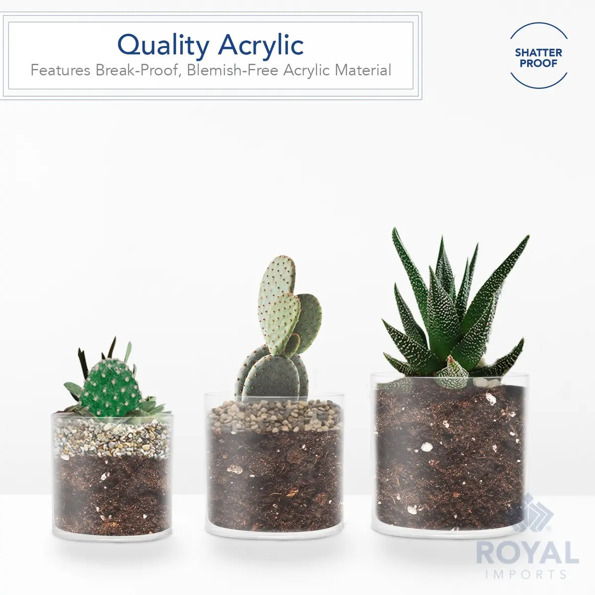 Royal Imports Plastic Cylinder Flower Vase Set of 3 | Non-Breakable Acrylic, 4-6 Inches - view 2