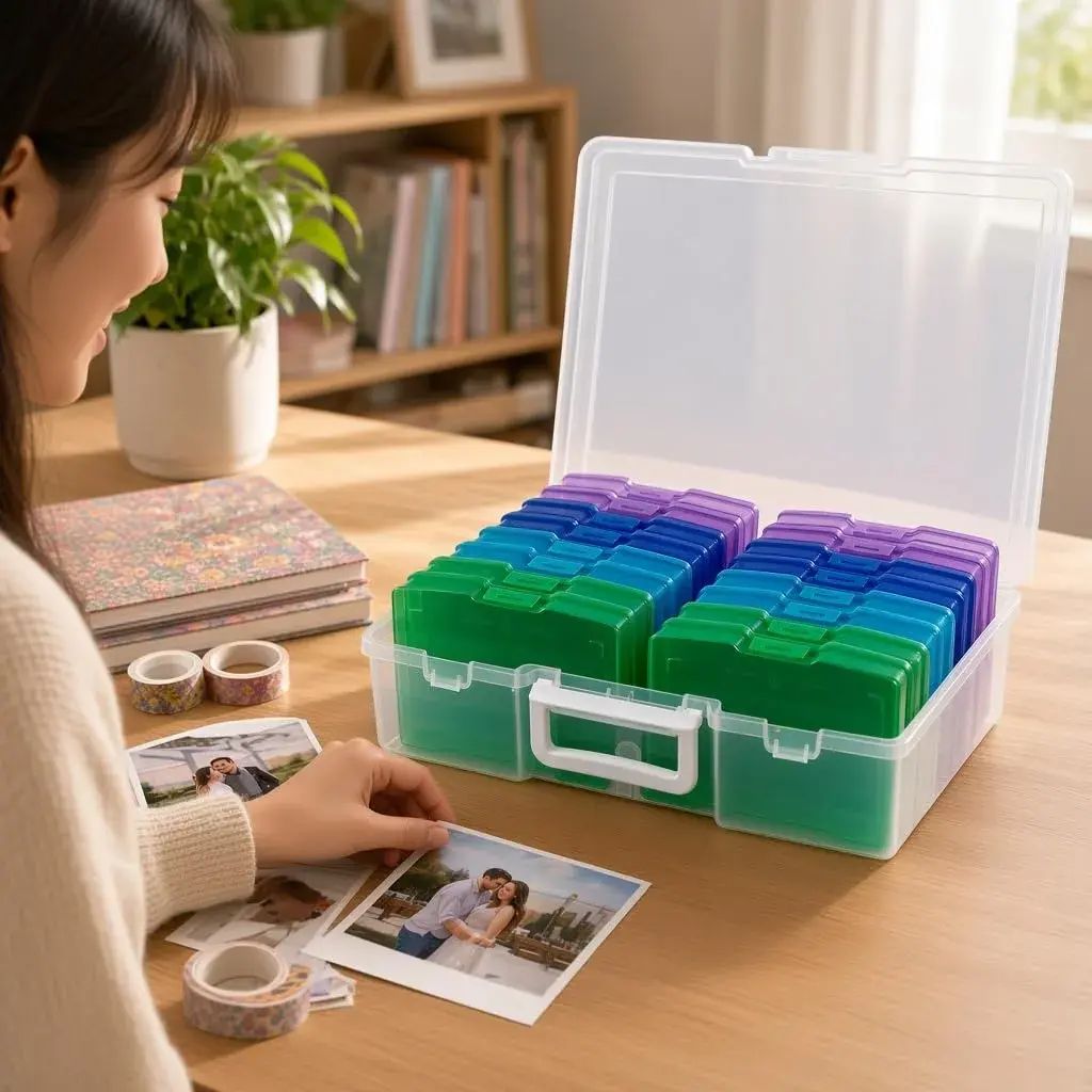novelinks Photo Storage Box with 16 Inner Cases | 14.8"W x 12"L x 5.1"H (37.6cm x 30.5cm x 13cm) - view 4