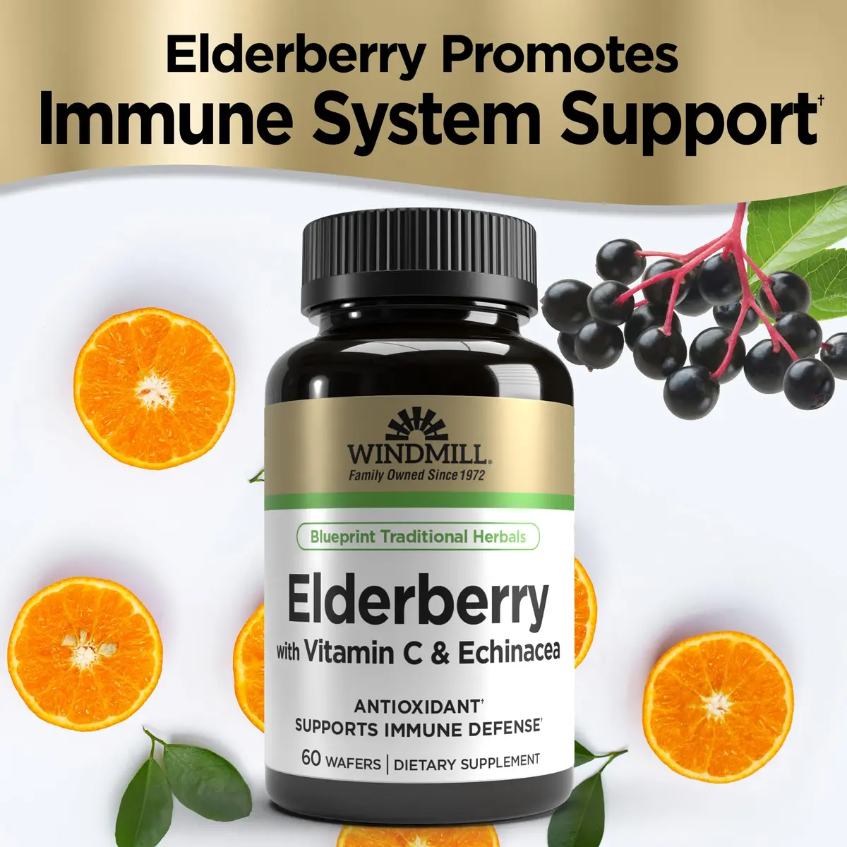 Windmill Elderberry with Vitamin C & Echinacea Capsules 60 Ea | Immune Support & Antioxidant Boost - view 3