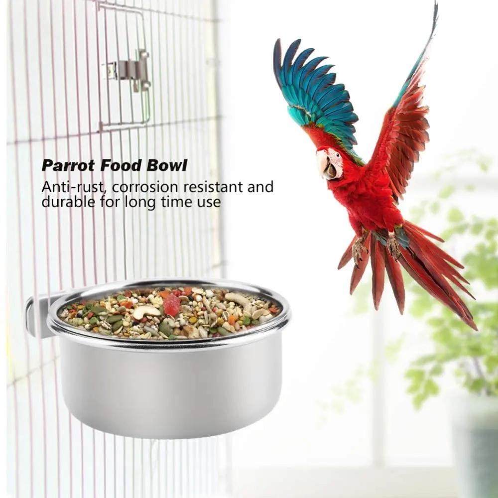 Tfwadmx Bird Feeding Dish Cups Parrot Food Bowl Clamp Holder Coop Cup 2PCS | Stainless Steel Water & Food Bowls for Cage - view 7
