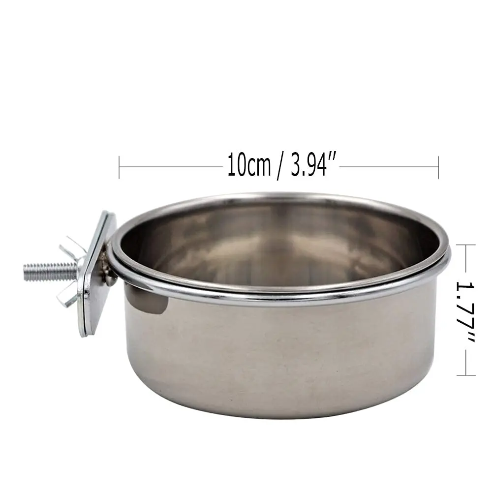 Tfwadmx Bird Feeding Dish Cups Parrot Food Bowl Clamp Holder Coop Cup 2PCS | Stainless Steel Water & Food Bowls for Cage - view 8