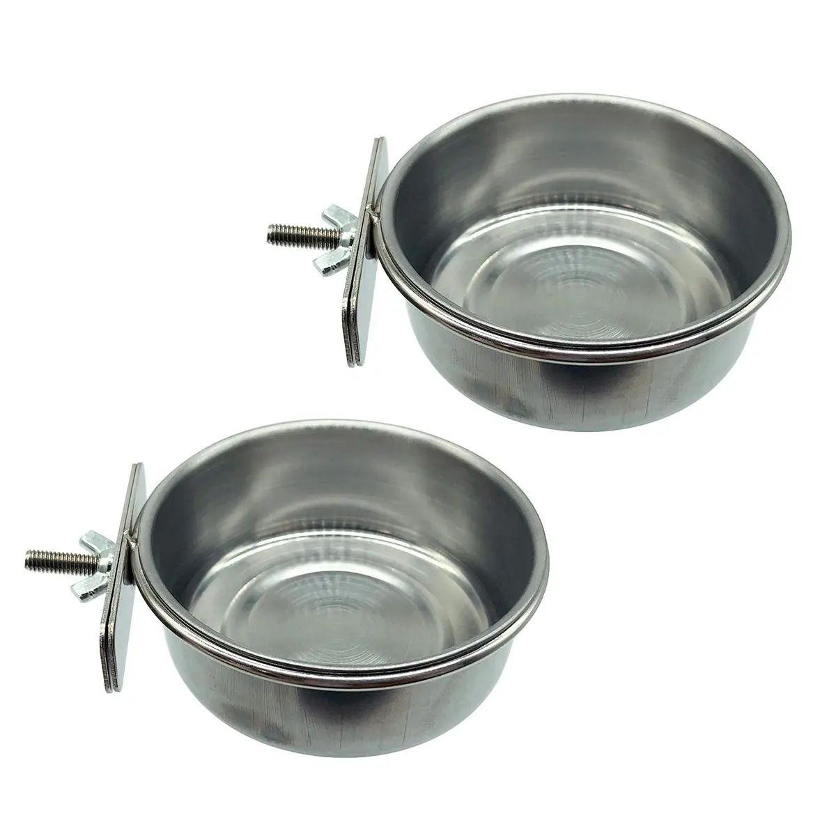 Tfwadmx Bird Feeding Dish Cups Parrot Food Bowl Clamp Holder Coop Cup 2PCS | Stainless Steel Water & Food Bowls for Cage - view 9