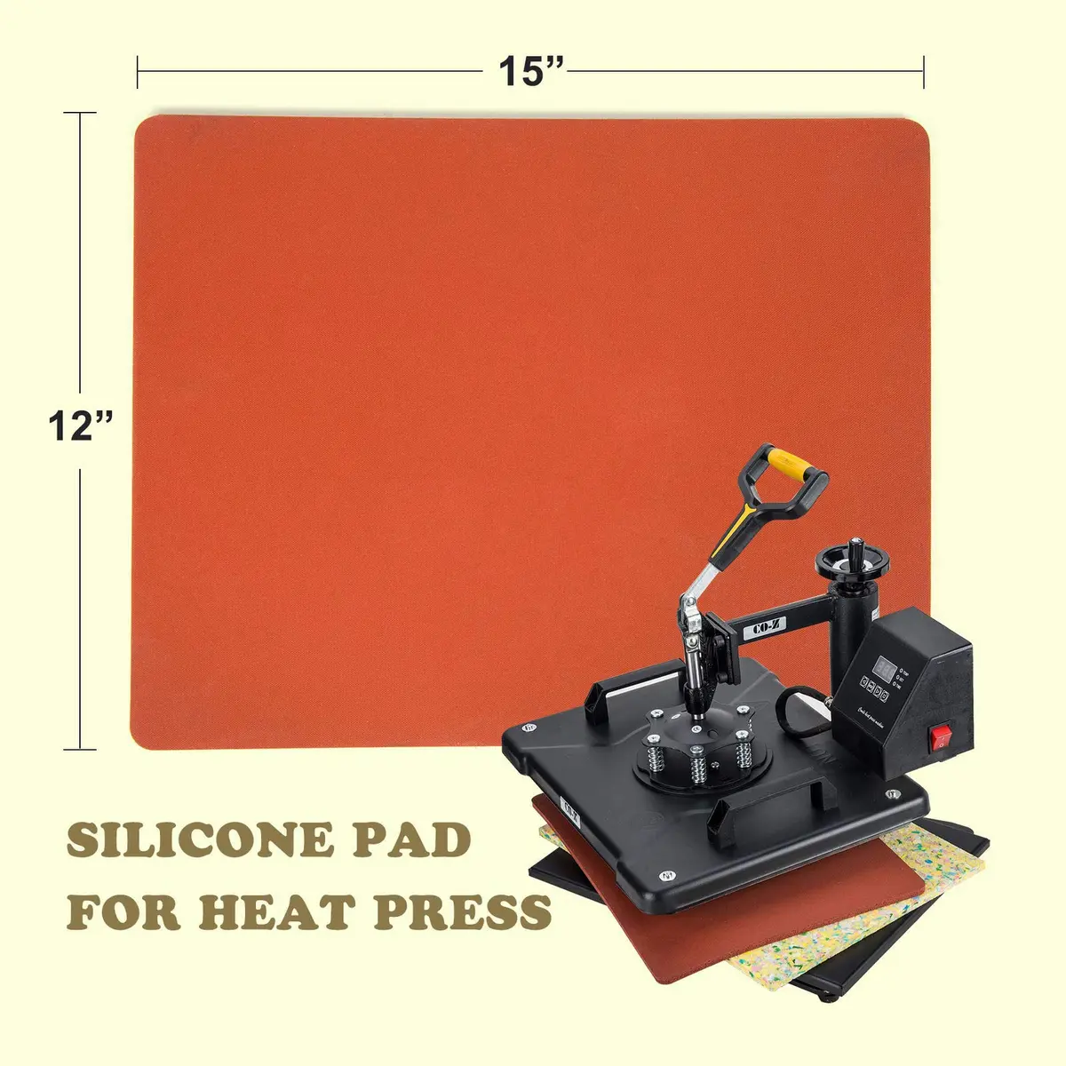 Soply 12" x 15” Thickest (.33") Silicone Heat Press Pad Mat for Heat Transfer Machine Press Replacement Pad - view 6