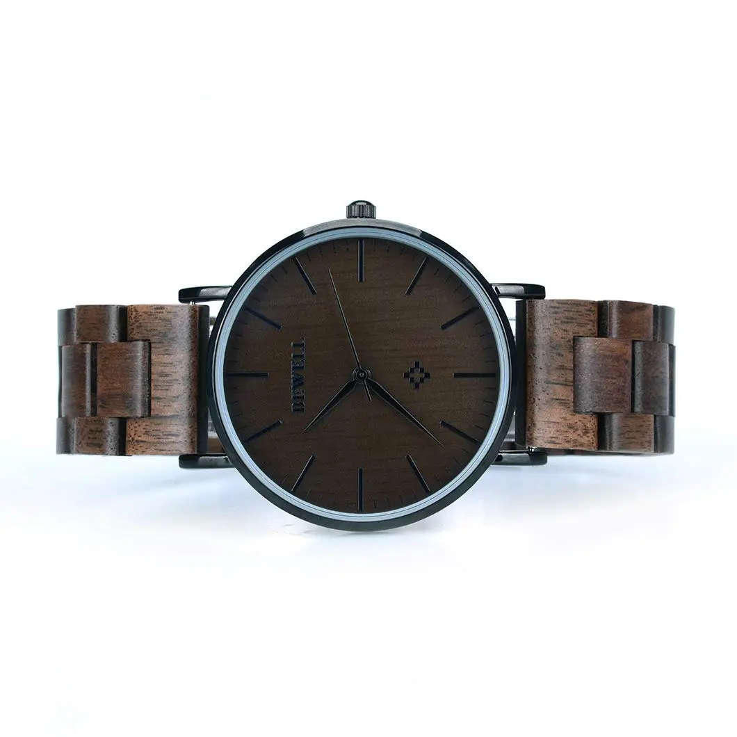 BEWELL Wooden Watches for Men Women Slim Analog Quartz Minimalist Couple Wrist Watch (Mens-Black) | Eco-Friendly & Stylish - view 4