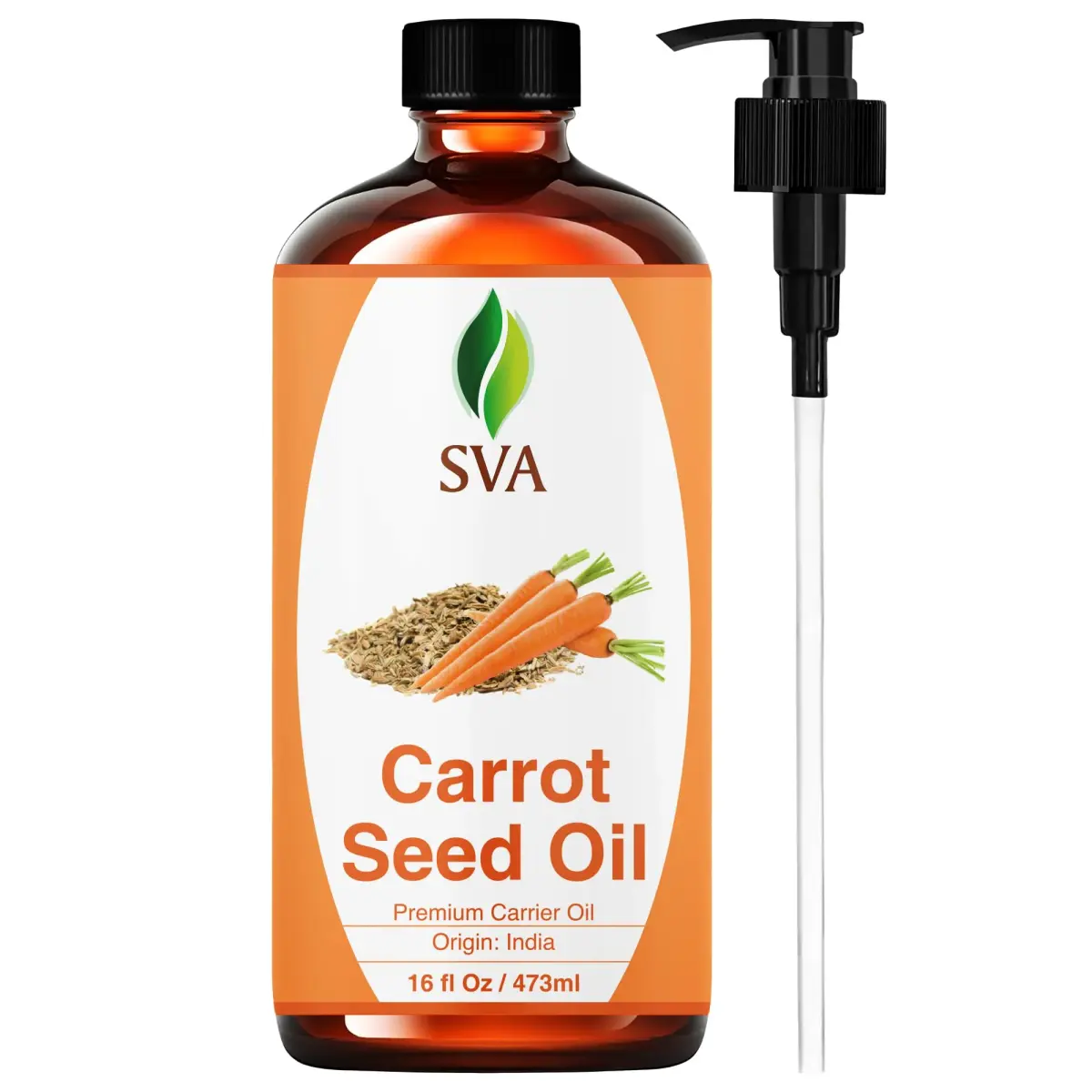 SVA ORGANICS Carrot Seed Carrier Oil - 16 Fl Oz (473 ml) - Pure & Natural - main product image