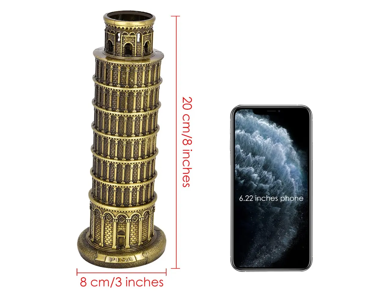 DS. DISTINCTIVE STYLE Metallic Leaning Tower of Pisa Statue 21.2 cm (8 Inch) | Iconic Architectural Souvenir for Home Decor - view 2