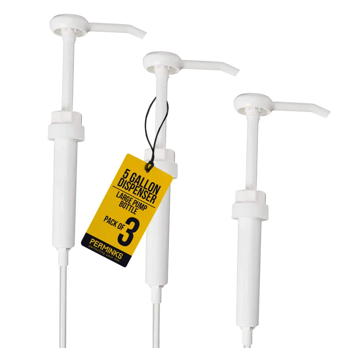 PERMINKS 5 Gallon Pump Dispenser - 3 Pack | Dispenses Liquids from Buckets, Jugs, Bottles - main product image