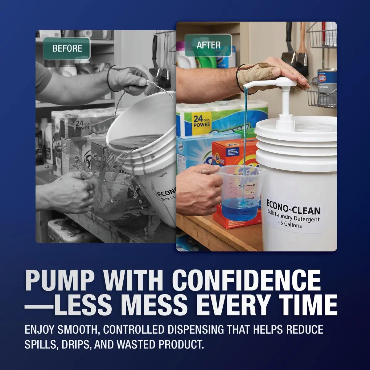 PERMINKS 5 Gallon Pump Dispenser - 3 Pack | Dispenses Liquids from Buckets, Jugs, Bottles - view 3