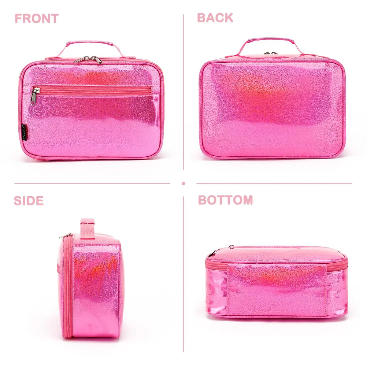 FlowFly Kids Lunch Box Insulated Soft Bag Pink | 5.8L (195ml) Thermal Meal Tote Kit for Girls & Boys - view 8