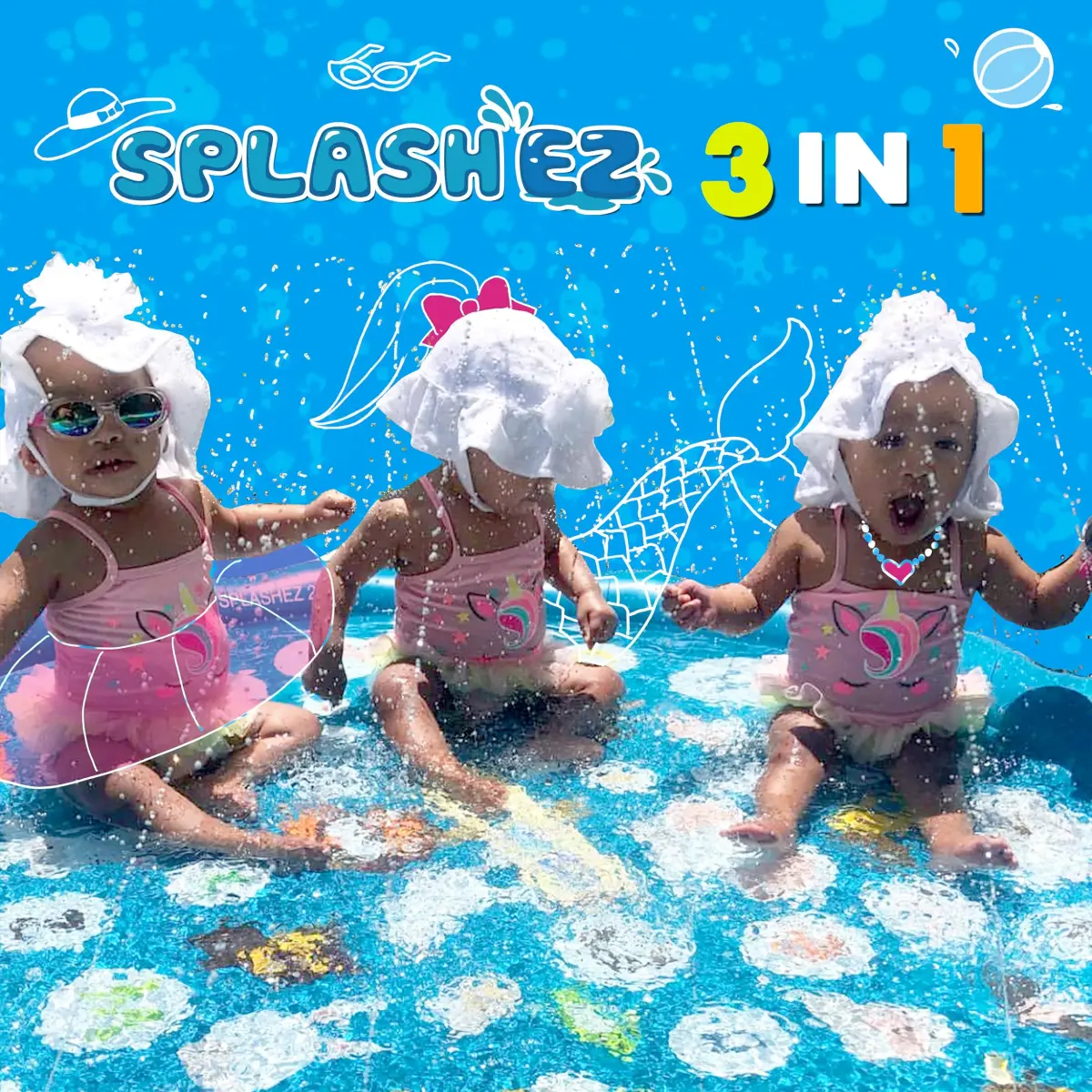 SplashEZ 3-in-1 Splash Pad, Sprinkler & Baby Pool 152cm (60") | Educational Water Play for Kids 12+ Months - view 5