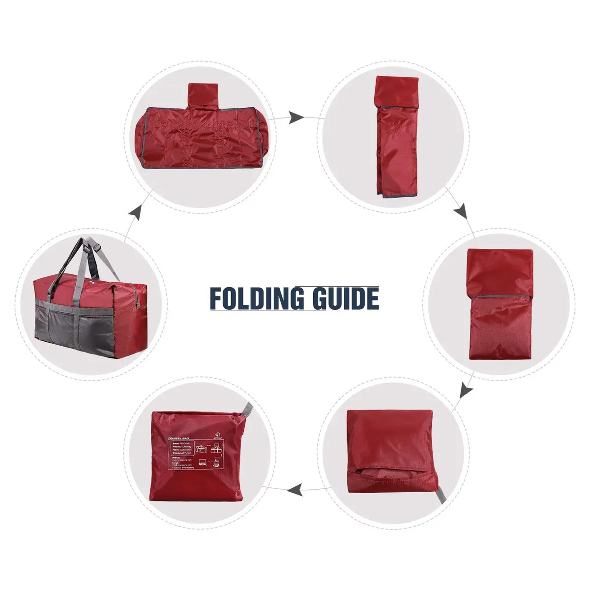 REDCAMP 75L Extra Large Travel Duffle Bag Lightweight Waterproof, Wine Red | Water-Resistant & Foldable for Travel & Outdoor Use - view 6