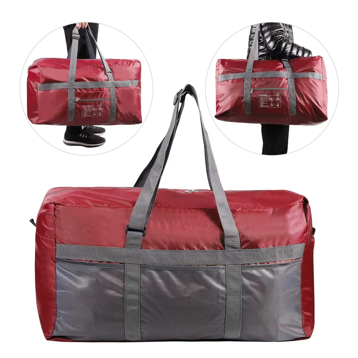 REDCAMP 75L Extra Large Travel Duffle Bag Lightweight Waterproof, Wine Red | Water-Resistant & Foldable for Travel & Outdoor Use - view 2