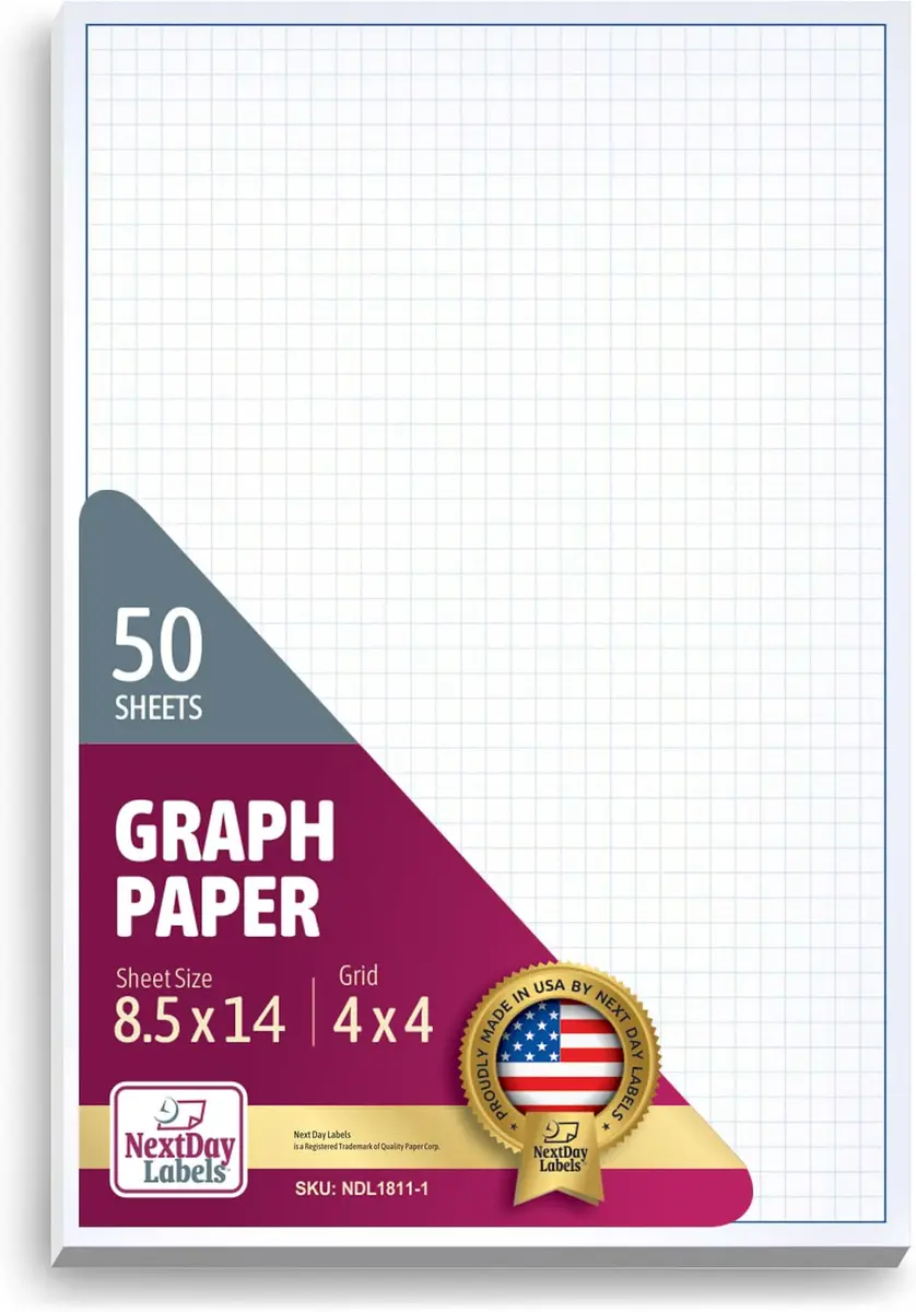 NextDayLabels Blueprint Graph Paper Pad 8.5x14 | 50 Sheets for Engineering & Drafting - main product image