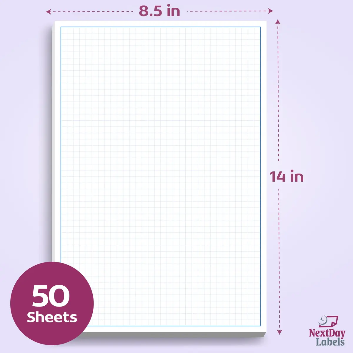 NextDayLabels Blueprint Graph Paper Pad 8.5x14 | 50 Sheets for Engineering & Drafting - view 2