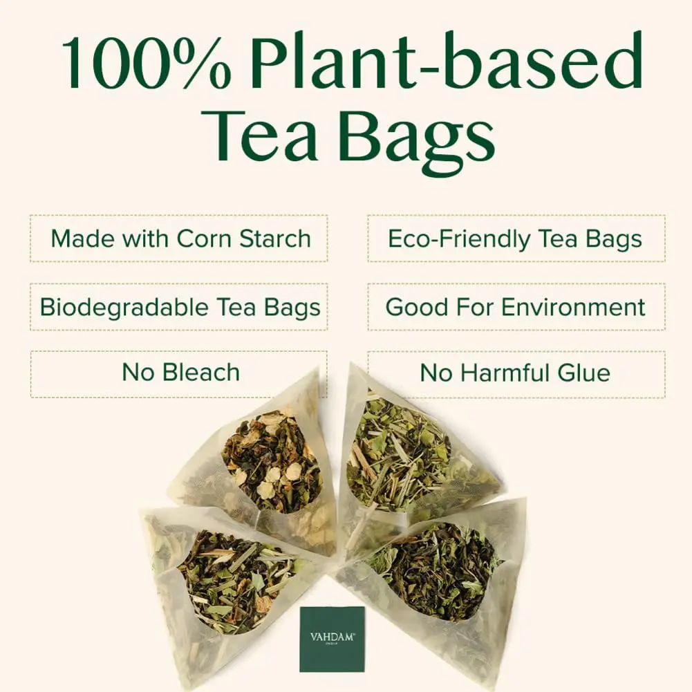 VAHDAM Organic Himalayan Green Tea 100 Count Pyramid Tea Bags | USDA Organic & Plant-Based - view 5