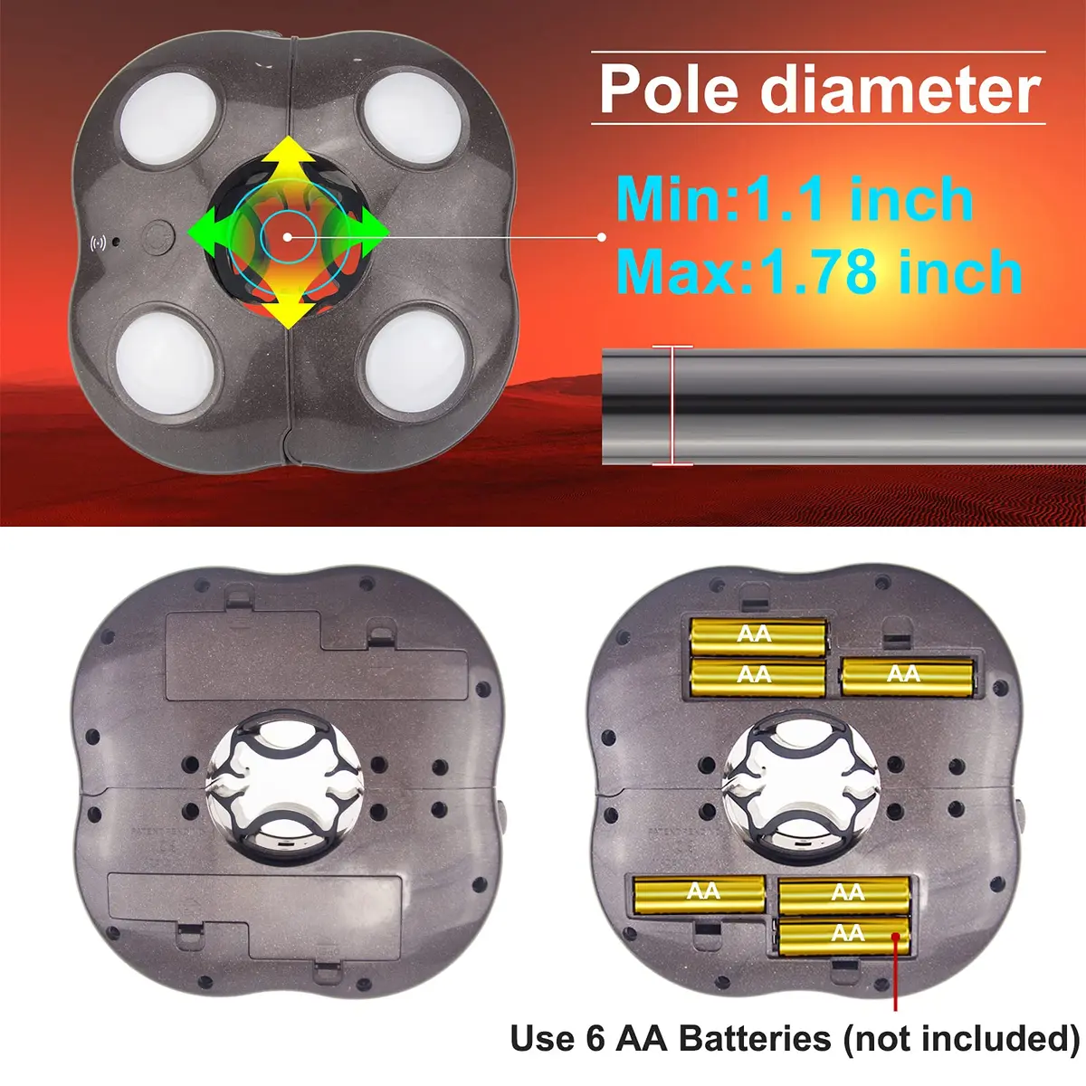 HONWELL Patio Umbrella Light Wireless Battery Operated LED with Remote | 12 Color Changing, 250 Lumens, Waterproof - view 6