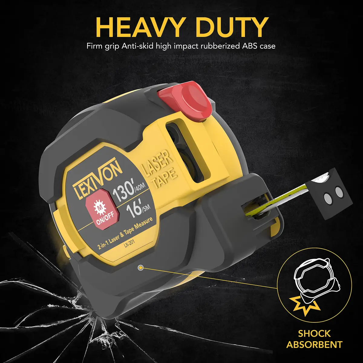 LEXIVON 2 in 1 Digital Laser Tape Measure 130ft (40m) | AutoLock & Backlit LCD - view 4