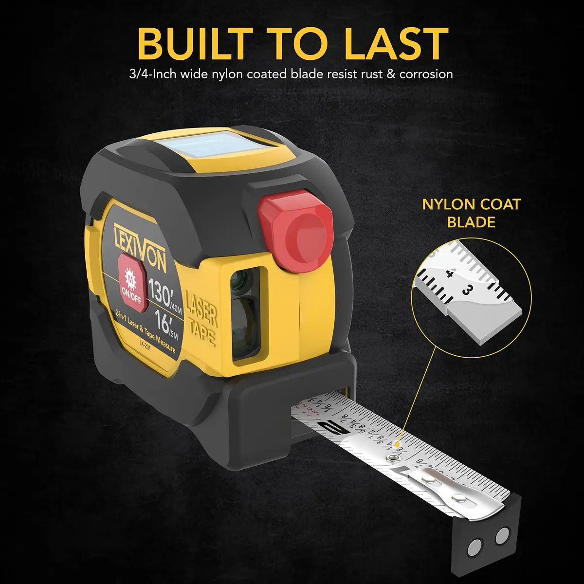 LEXIVON 2 in 1 Digital Laser Tape Measure 130ft (40m) | AutoLock & Backlit LCD - view 2