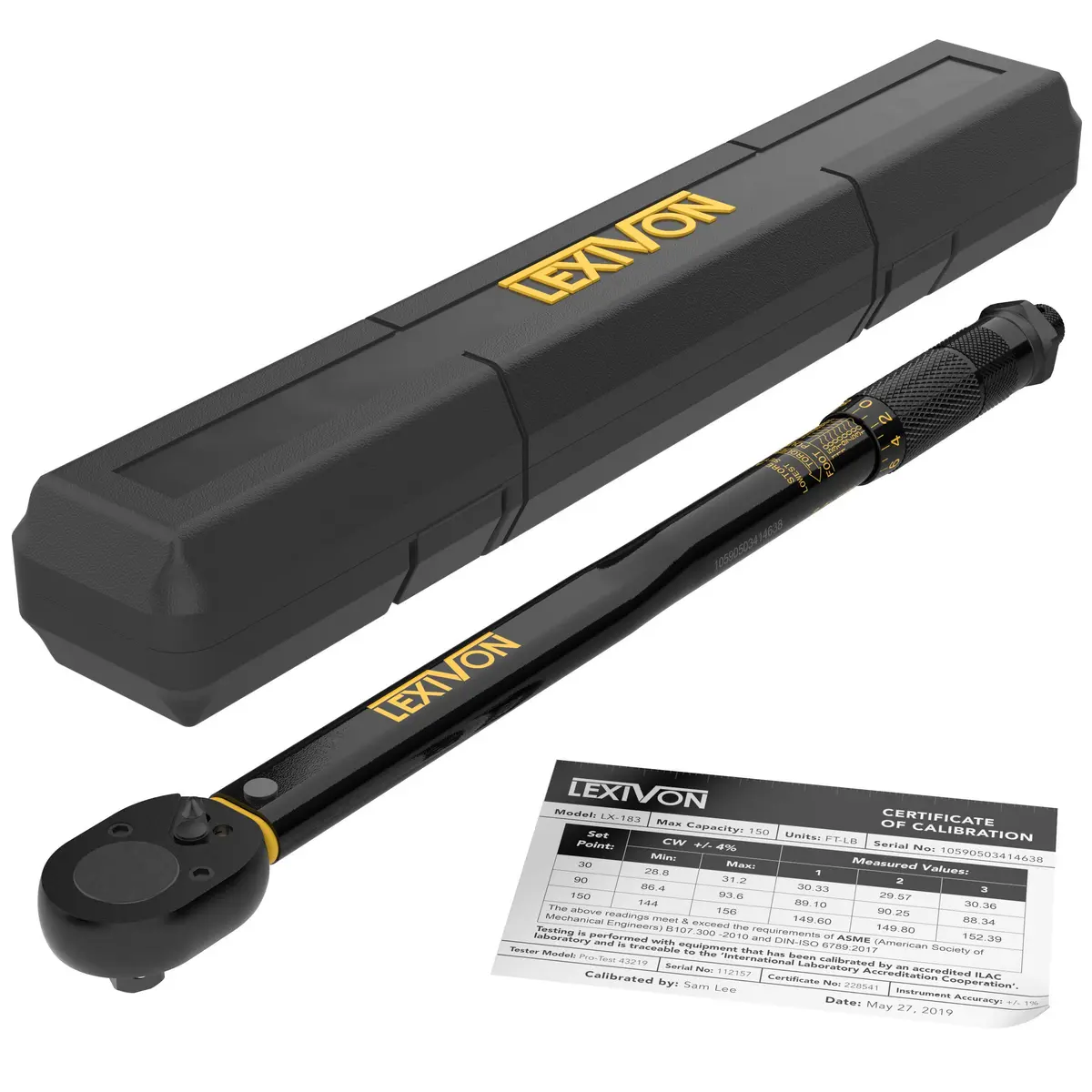 LEXIVON 1/2-Inch Drive Click Torque Wrench 13.6~203.5 Nm (18.38 inch) | Precision Calibrated for Automotive Use - main product image
