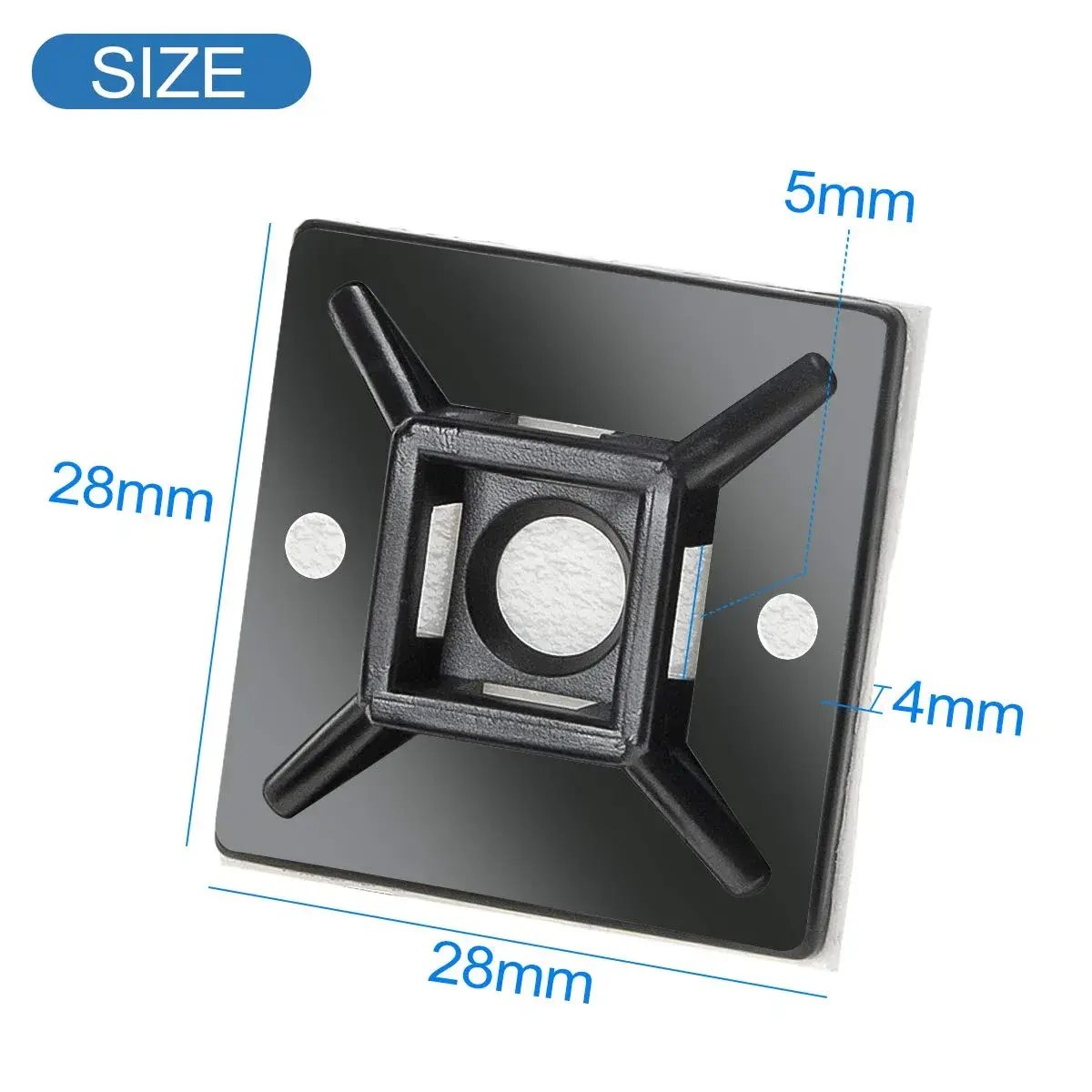 XHF Black 1.1" Self-Adhesive Cable Tie Mounts - 100 Piece Pack | Secure Wire Organization - view 3