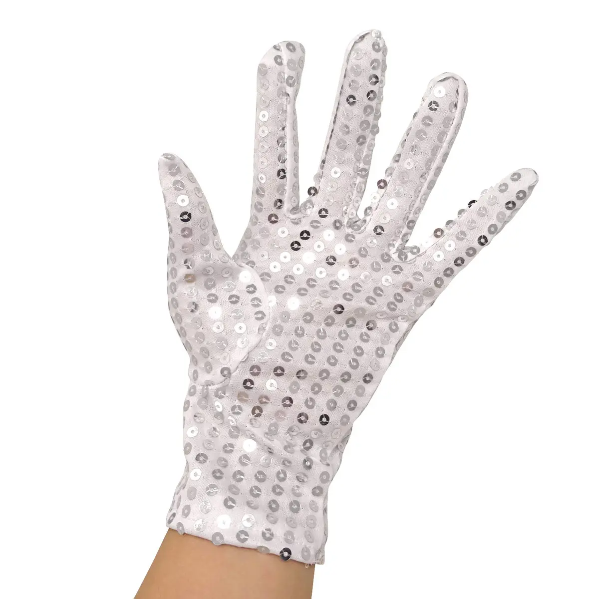 Honbay Silver Sparkling Sequin Gloves for Dance Performance - 23cm (9in) Pair - view 8