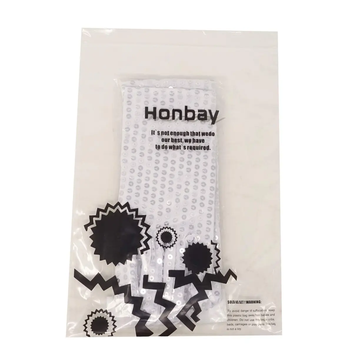 Honbay Silver Sparkling Sequin Gloves for Dance Performance - 23cm (9in) Pair - view 9