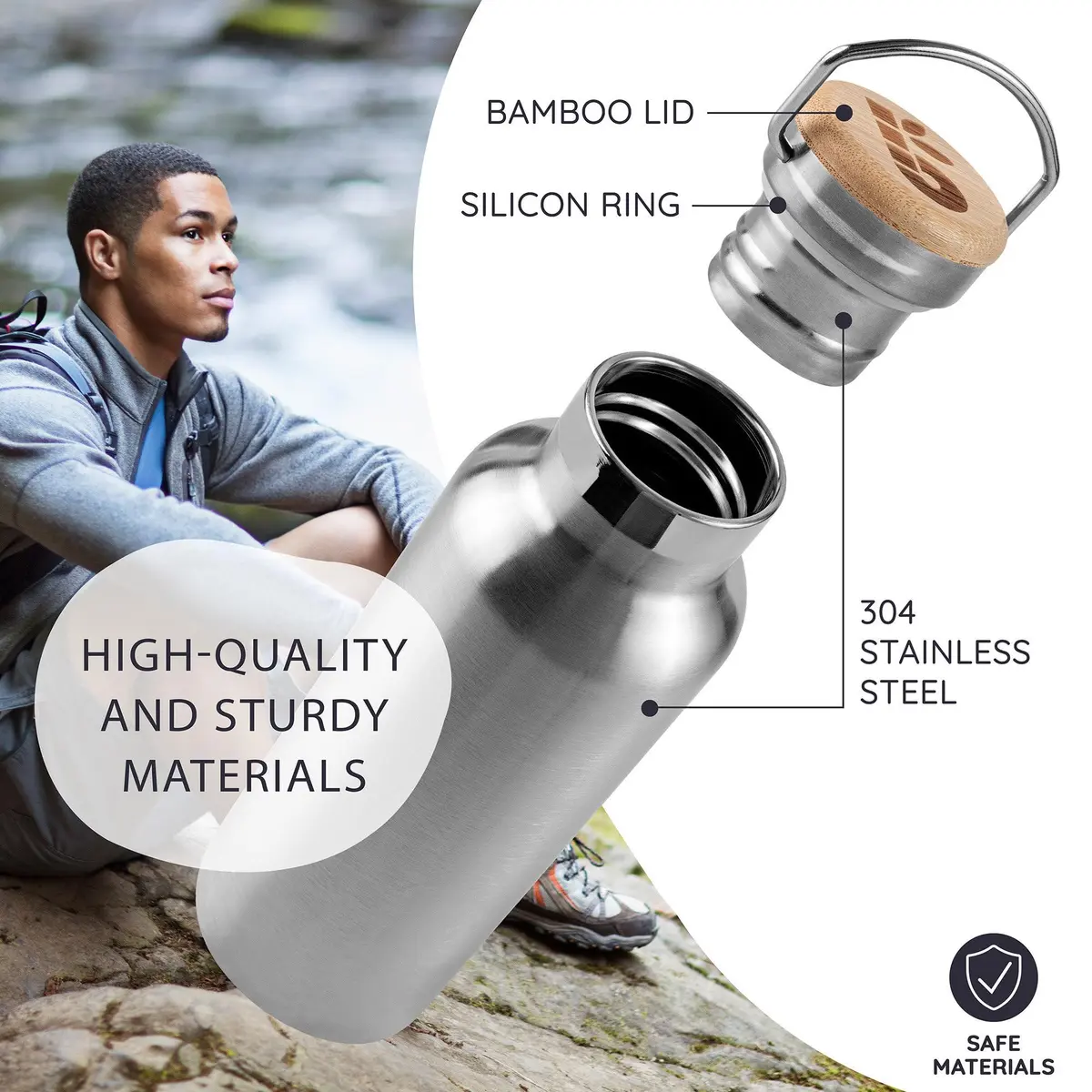 Bambaw 750ml (24 oz) Insulated Stainless Steel Water Bottle | Rust-Resistant, Leakproof, Wide Mouth for Easy Cleaning - view 2