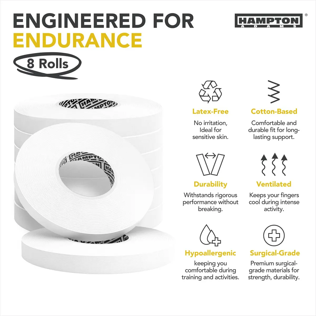 Hampton Adams Pro Finger Tape 360 ft (109.7 m) | Non-Slip Grip for BJJ, Climbing & Volleyball - view 3