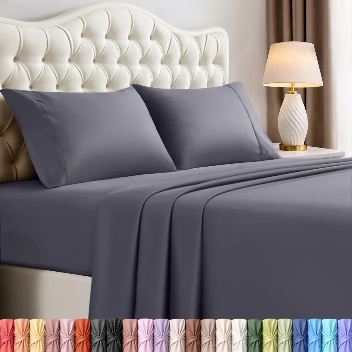Utopia Bedding California King Sheets Set 4 Pieces 16" Deep Pocket Grey | Soft, Durable & Easy Care - main product image
