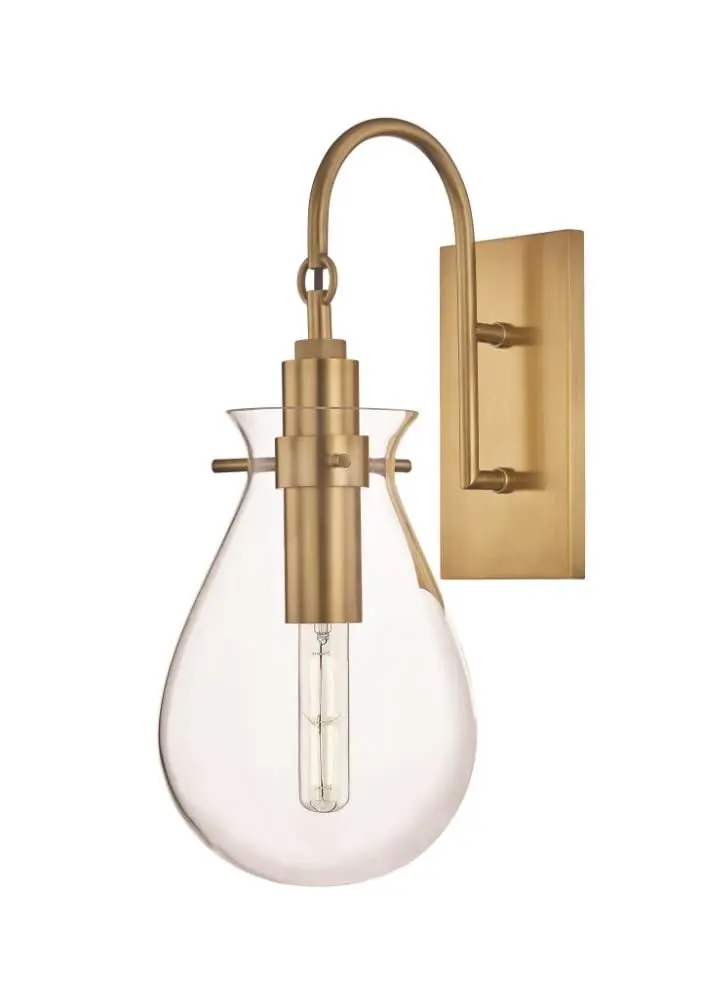 Hudson Valley Lighting Ivy 1-Light Wall Sconce | Aged Brass Finish | Damp-Rated for Bathroom Use - main product image