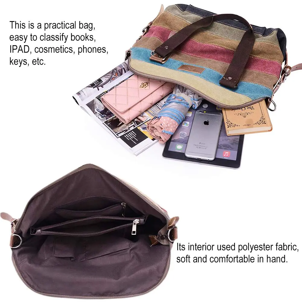 SNUG STAR Canvas Handbag Multi-Color Striped Lattice Cross Body Shoulder Purse Bag Tote for Women (Multi Color D) | Durable, Fashionable & Spacious - view 5