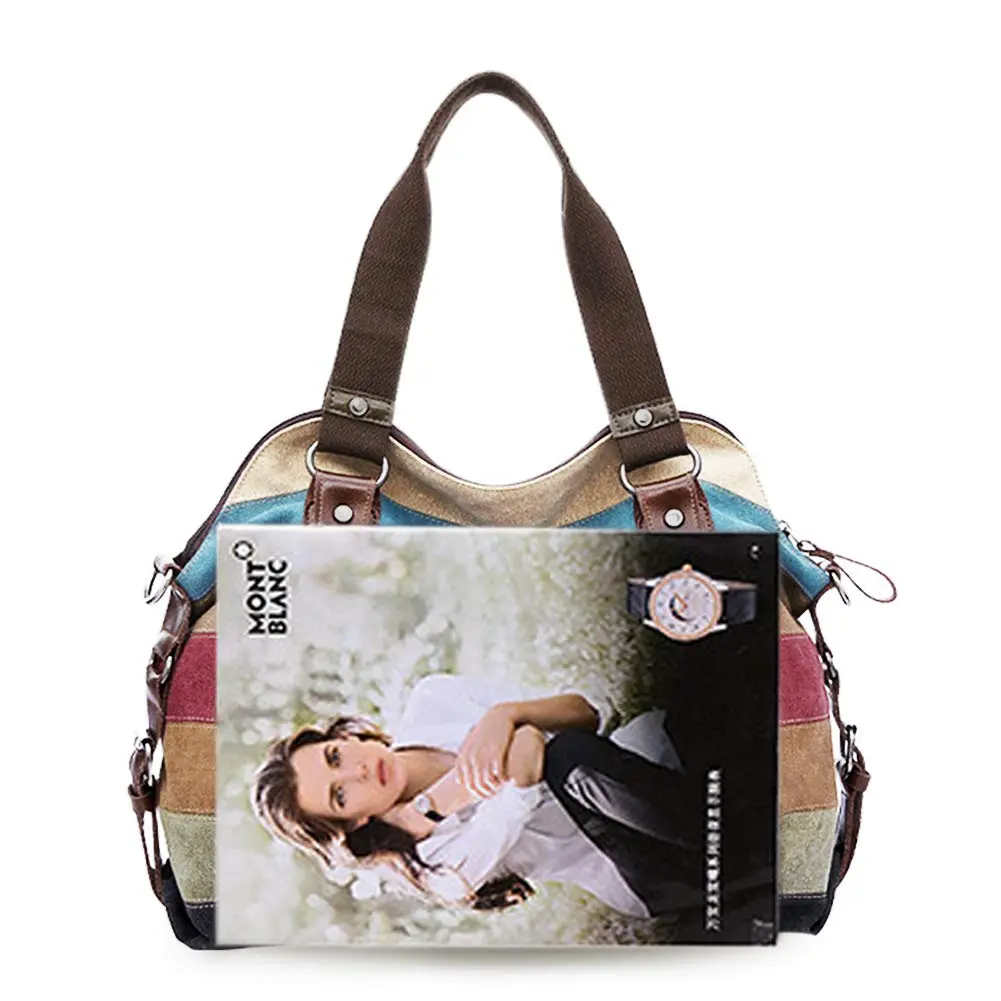 SNUG STAR Canvas Handbag Multi-Color Striped Lattice Cross Body Shoulder Purse Bag Tote for Women (Multi Color D) | Durable, Fashionable & Spacious - view 6