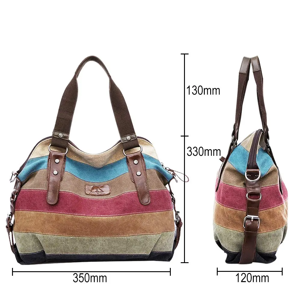 SNUG STAR Canvas Handbag Multi-Color Striped Lattice Cross Body Shoulder Purse Bag Tote for Women (Multi Color D) | Durable, Fashionable & Spacious - view 7