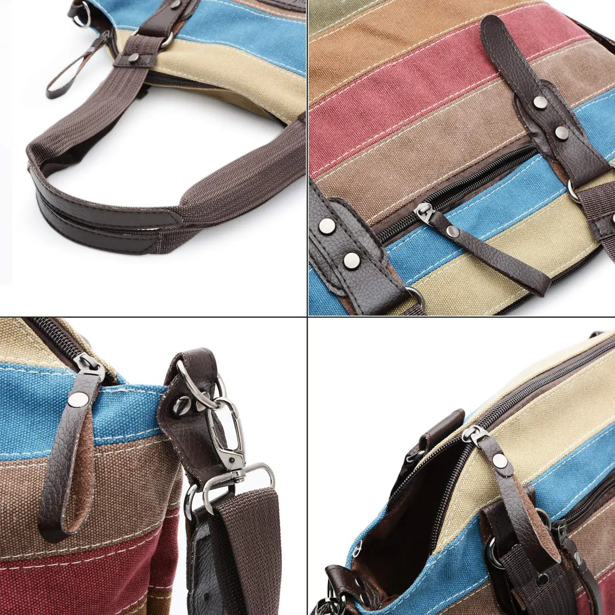 SNUG STAR Canvas Handbag Multi-Color Striped Lattice Cross Body Shoulder Purse Bag Tote for Women (Multi Color D) | Durable, Fashionable & Spacious - view 2