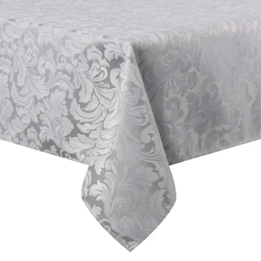 Tektrum 70 x 70 inch Square Damask Jacquard Tablecloth Waterproof Spill Proof Stain Resistant Wrinkle Free Heavy Duty (Silver Gray) - main product image