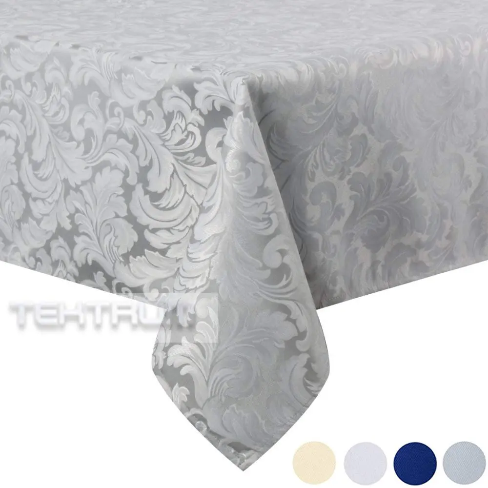 Tektrum 70 x 70 inch Square Damask Jacquard Tablecloth Waterproof Spill Proof Stain Resistant Wrinkle Free Heavy Duty (Silver Gray) - view 6