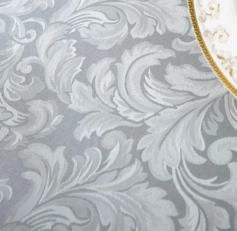 Tektrum 70 x 70 inch Square Damask Jacquard Tablecloth Waterproof Spill Proof Stain Resistant Wrinkle Free Heavy Duty (Silver Gray) - view 3