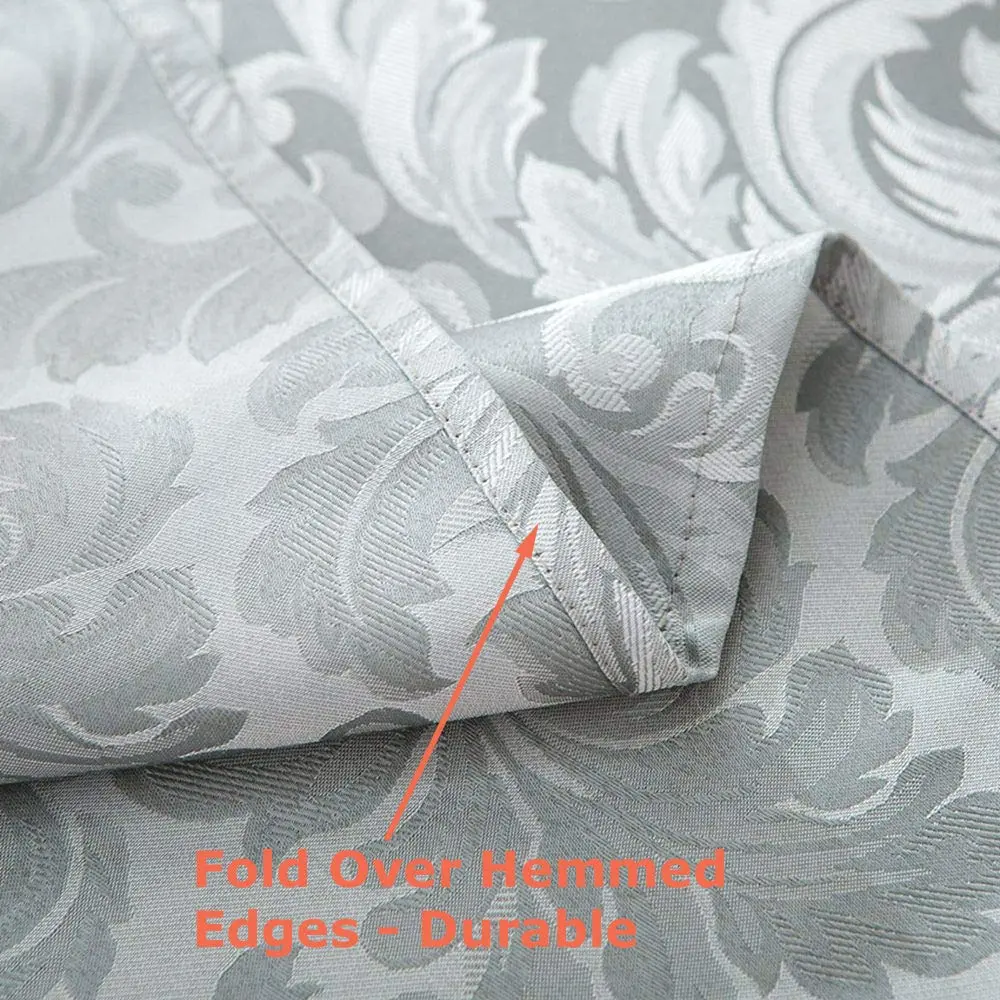 Tektrum 70 x 70 inch Square Damask Jacquard Tablecloth Waterproof Spill Proof Stain Resistant Wrinkle Free Heavy Duty (Silver Gray) - view 4