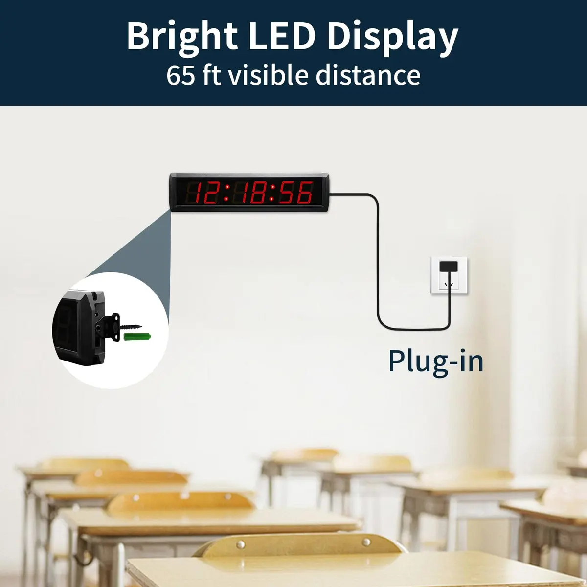 GAN XIN Large Digital Wall Clock with Remote Control | 12/24 Hour LED Timer for Home & Office - view 5