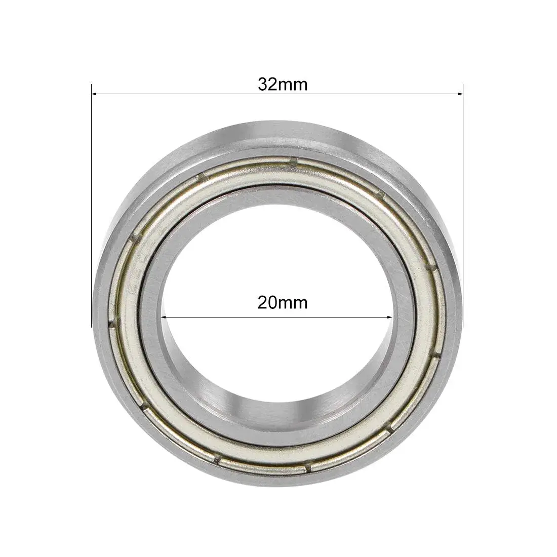 uxcell 6804ZZ Deep Groove Ball Bearing 20x32x7mm Double Shielded Chrome Steel Bearings (1-Pack) - view 4
