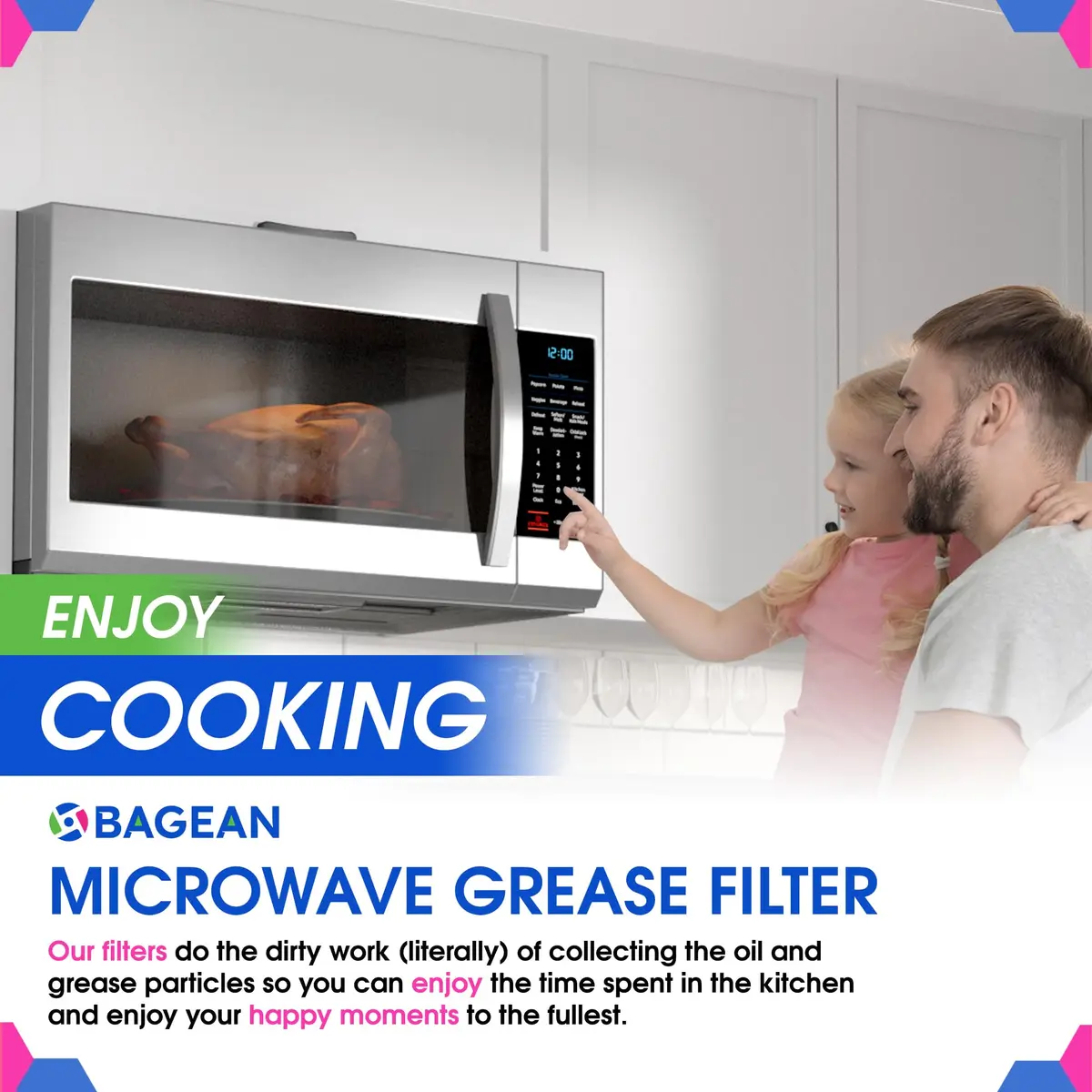 Bagean Microwave Grease Filter 15cm (5.8") x 33cm (12.9") Replacement for Whirlpool W10208631A | Filters Kitchen Air - view 6