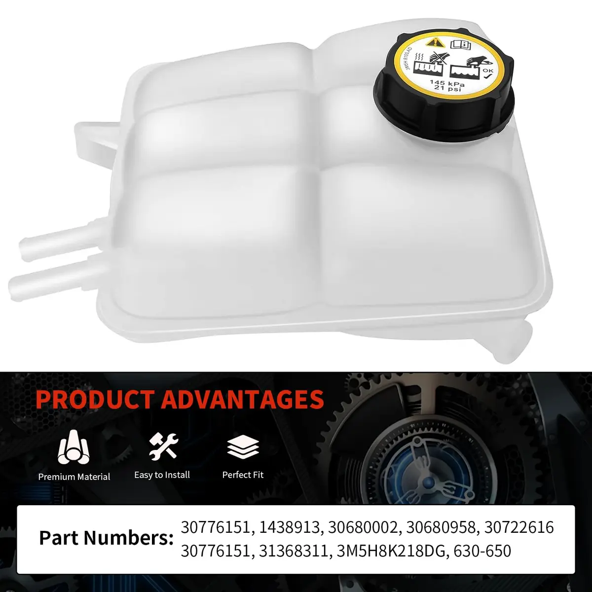 KARPAL Radiator Coolant Recovery Expansion Reservoir Tank 30776151 Plastic 0.68 kg (1.5 lb) | Direct Fit for Volvo Cars - view 3