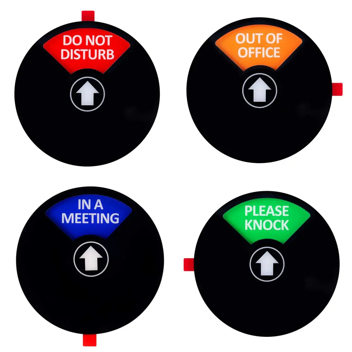 Kichwit Black Privacy Sign for Office Door, 5 Inch (12.7 cm) | 4-Status Sliding Sign - main product image