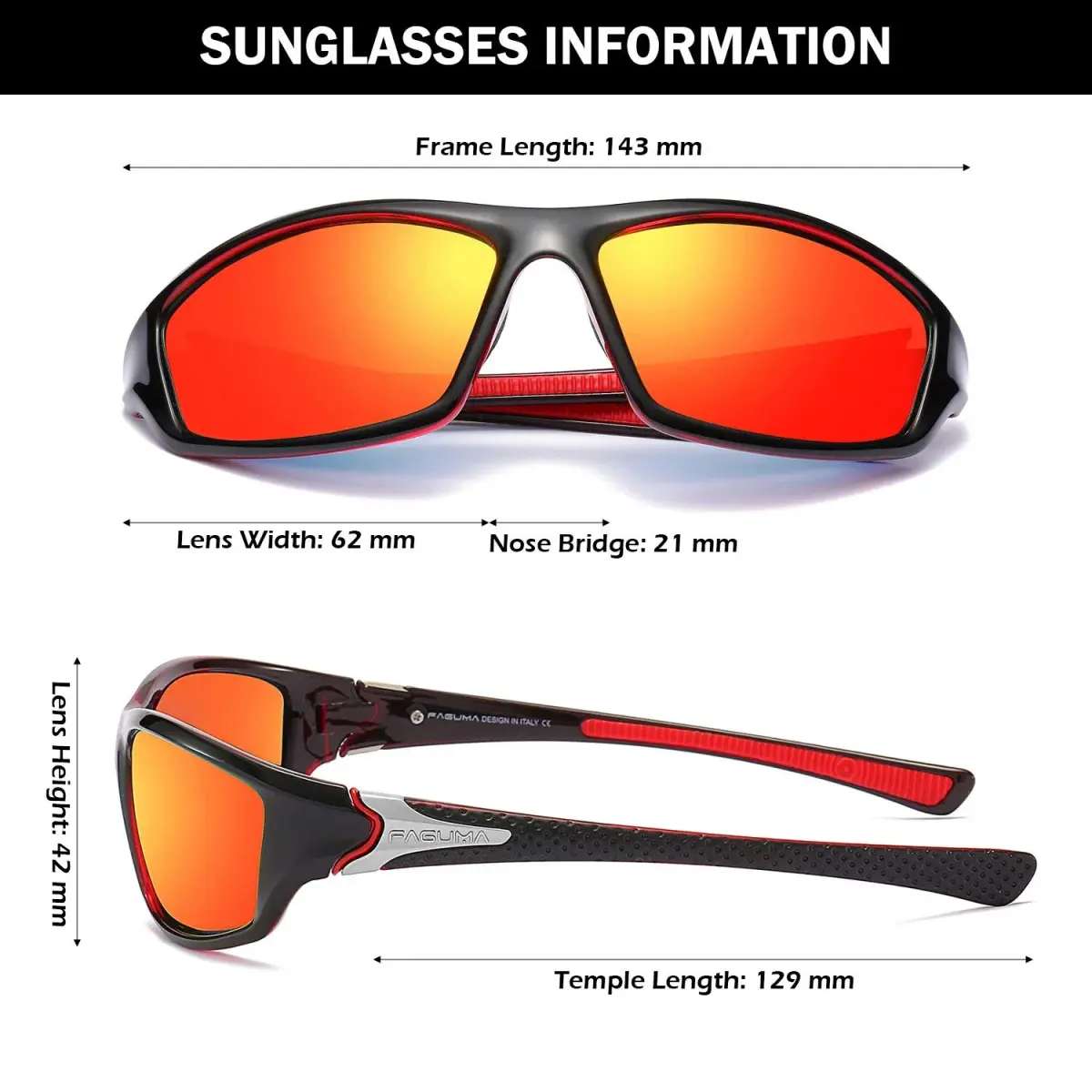 FAGUMA Sports Polarized Sunglasses for Men | UV400 Protection, 62mm Lens Width - view 4